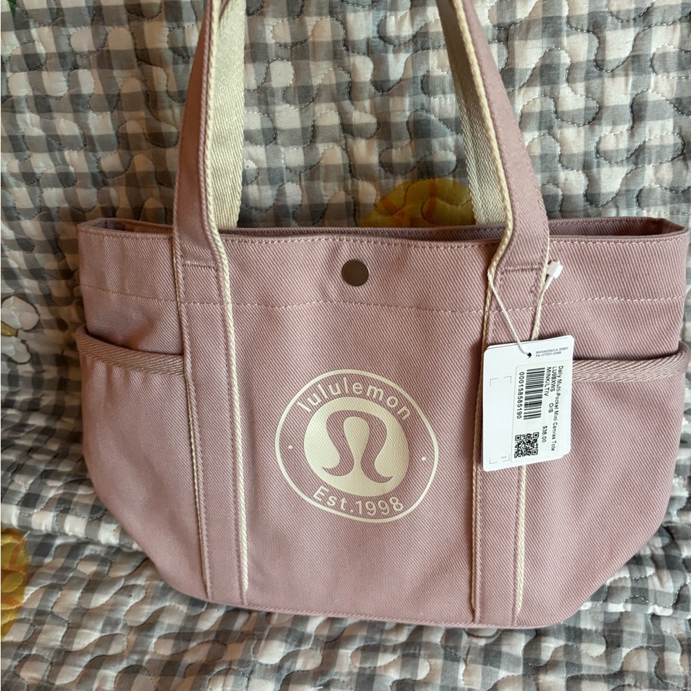 lululemon athletica Dusty Pink Canvas Tote with Cream Accents